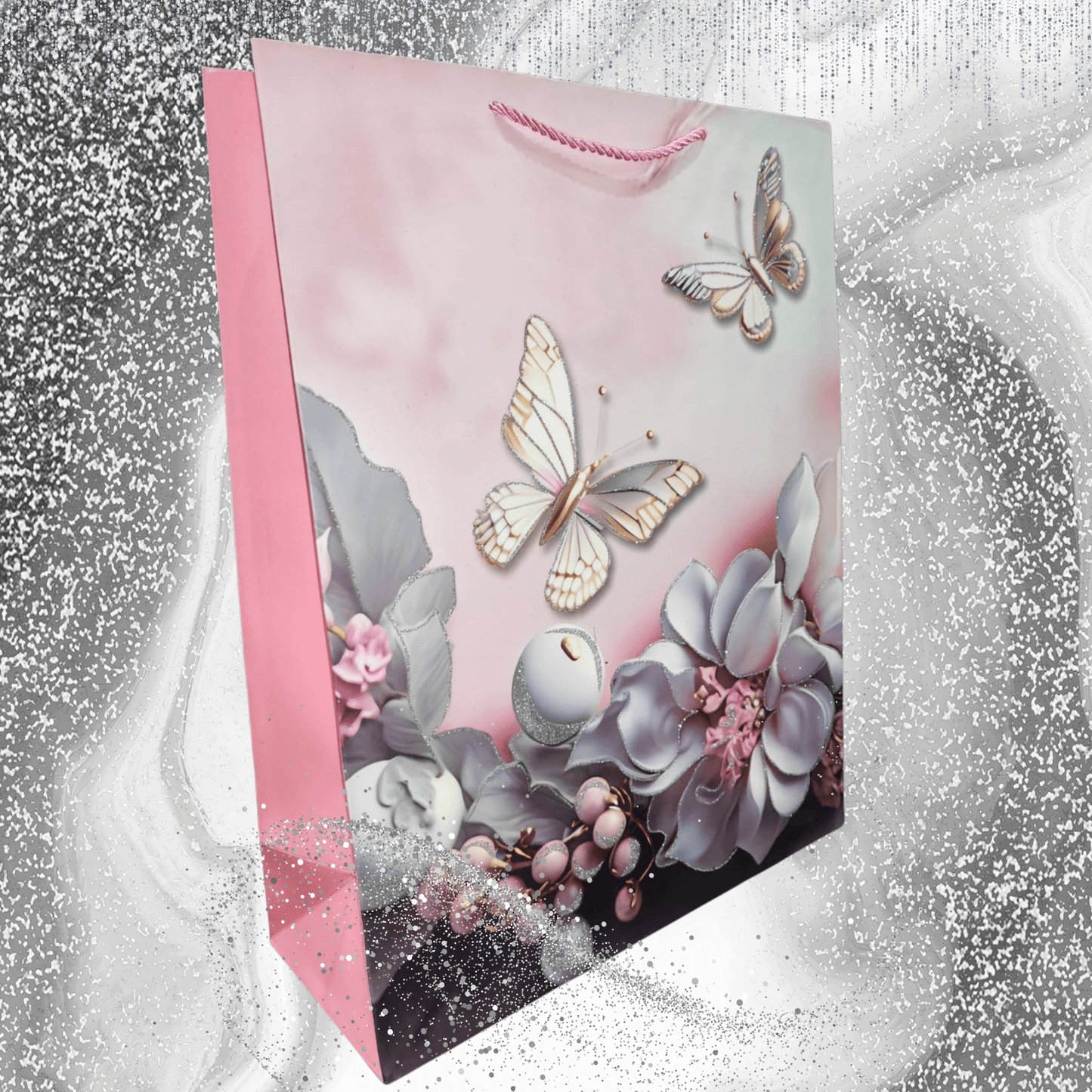Glitter Butterfly Gift Bag (Large) - DMC Wholesale