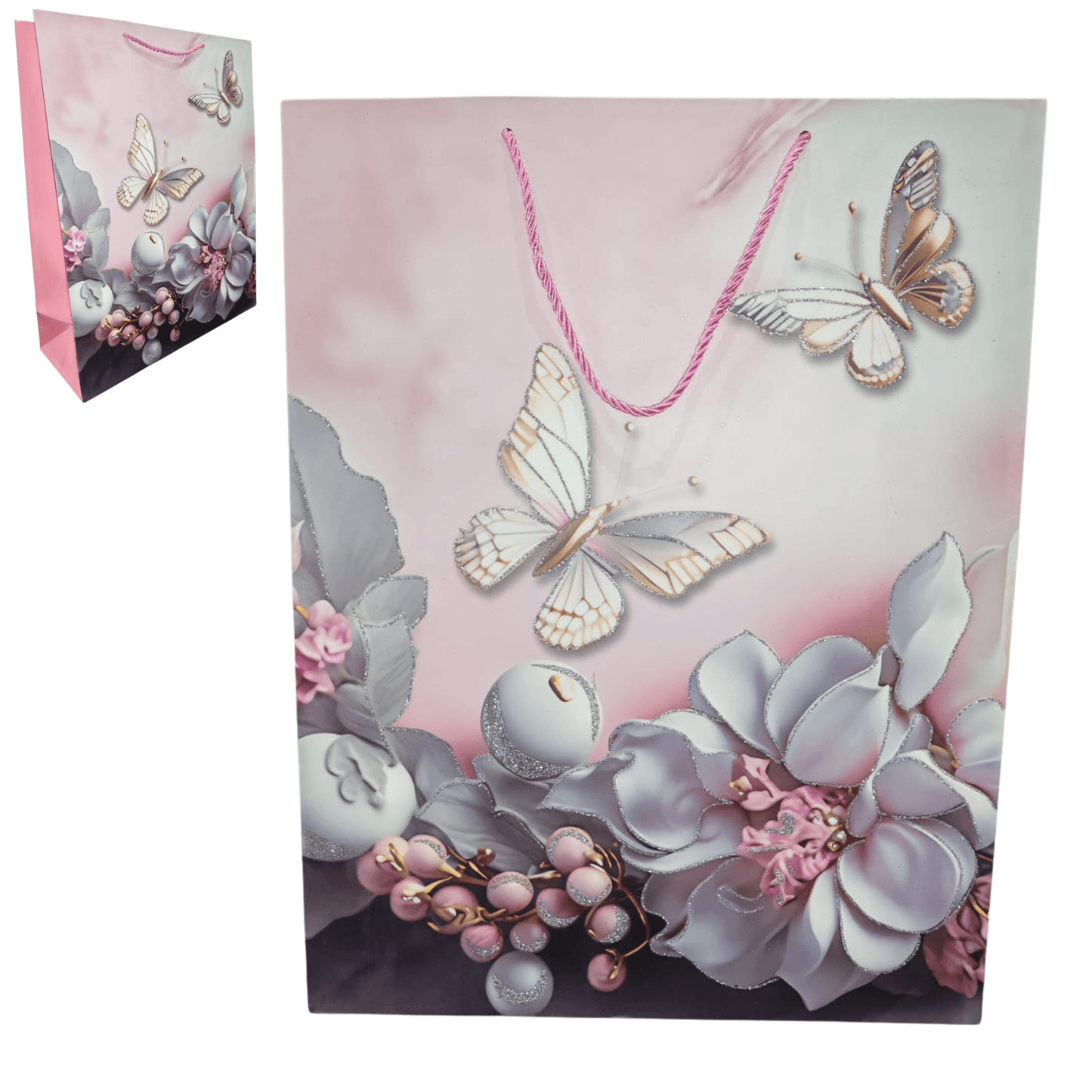 Glitter Butterfly Gift Bag (Large) - DMC Wholesale
