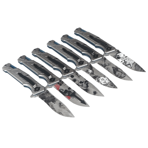 Folding Knife With Pocket Clip (Skulls)