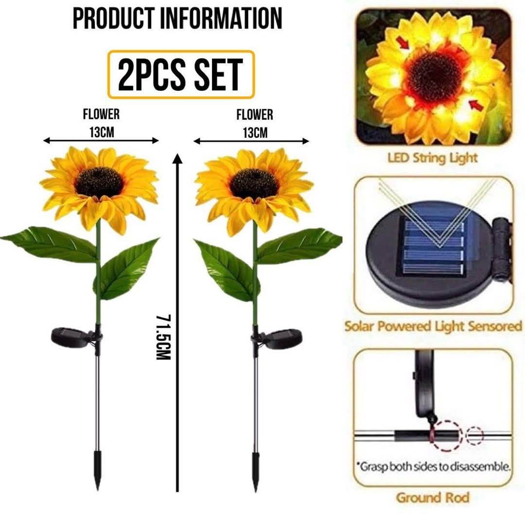 Sunflower Lawn Solar Light (2 Pcs) - DMC Wholesale