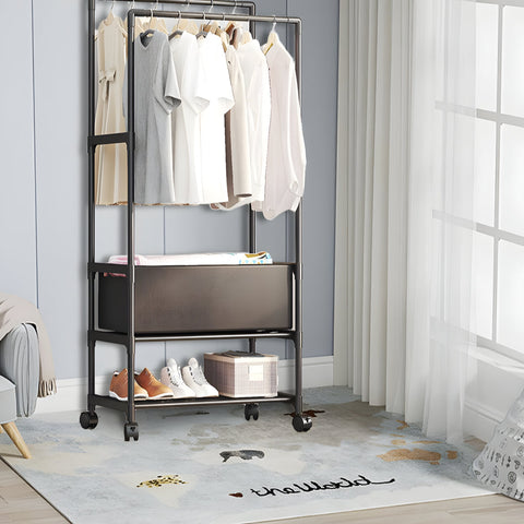 Household Coat Rack on Wheels (Black) - Alt View