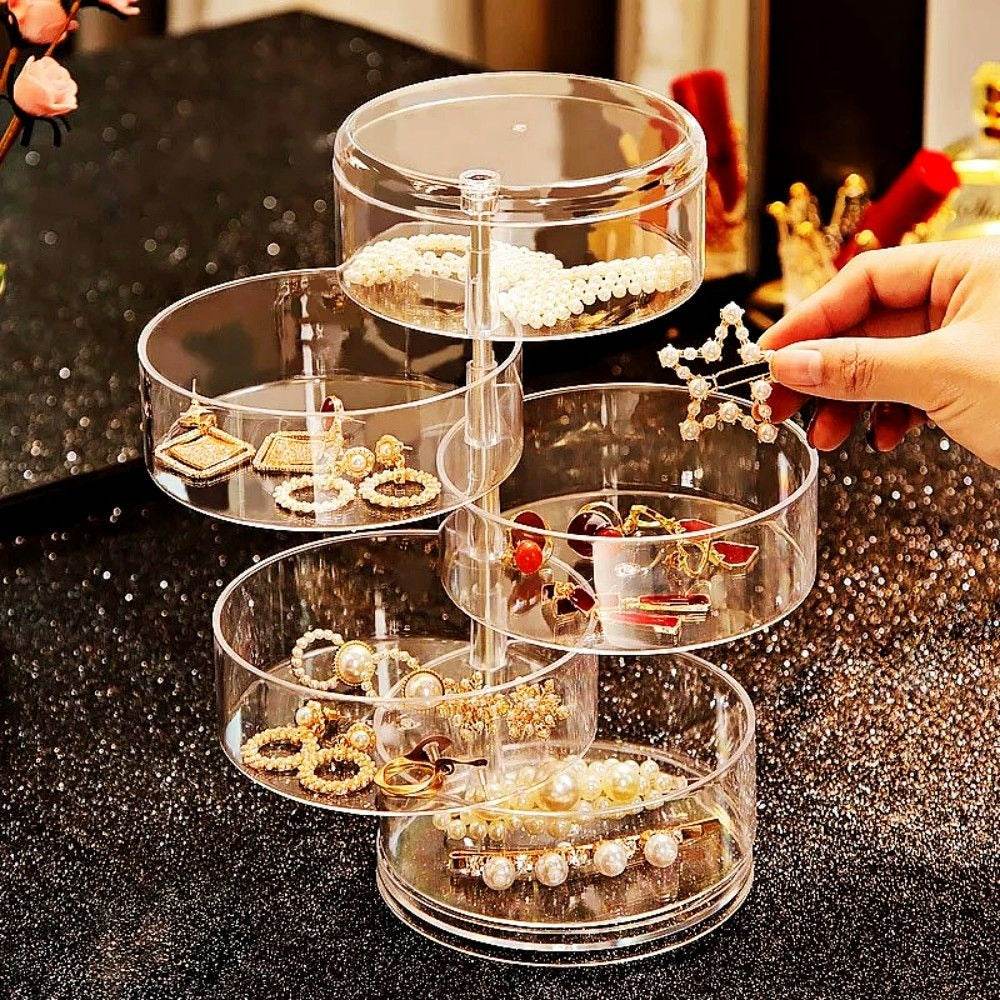 Rotating Acrylic Jewellery Storage Box (5 Tier) - DMC Wholesale