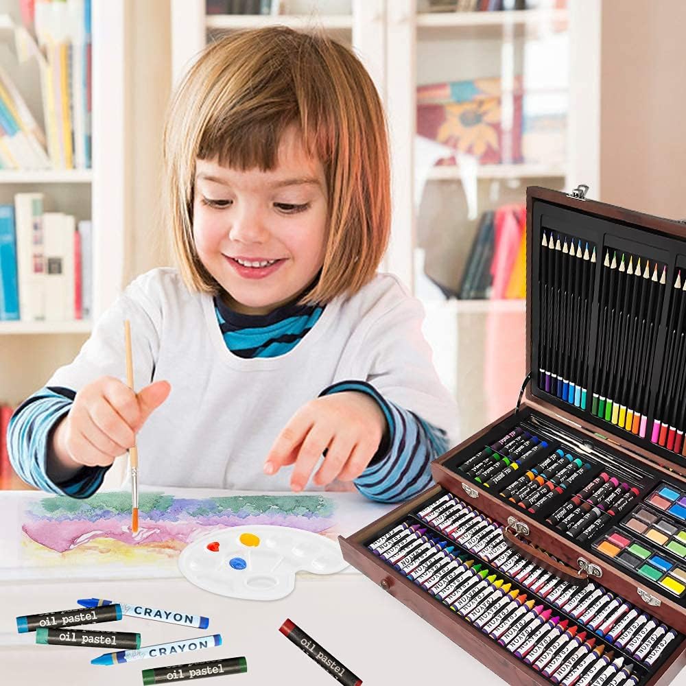 Deluxe Art Set In Wooden Case With Drawer And Handle