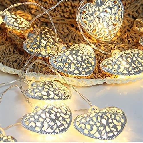 Metal Heart Decorative String Lights (10L)(3m)(Yellow) - DMC Wholesale