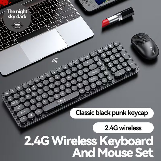 Wireless Home Office Keyboard Mouse Set (Black)