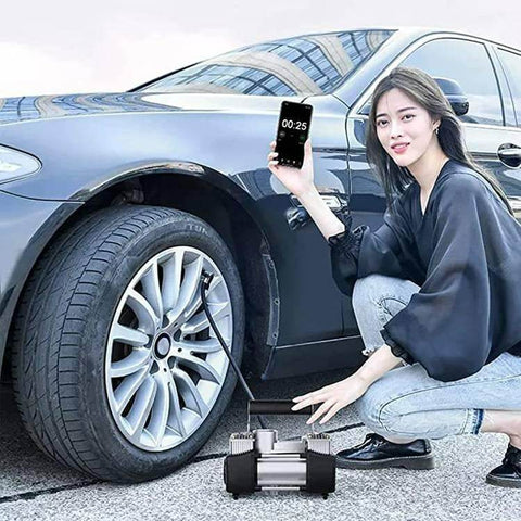 Portable Double Cylinder Air Compressor Tire Inflator - Alt View