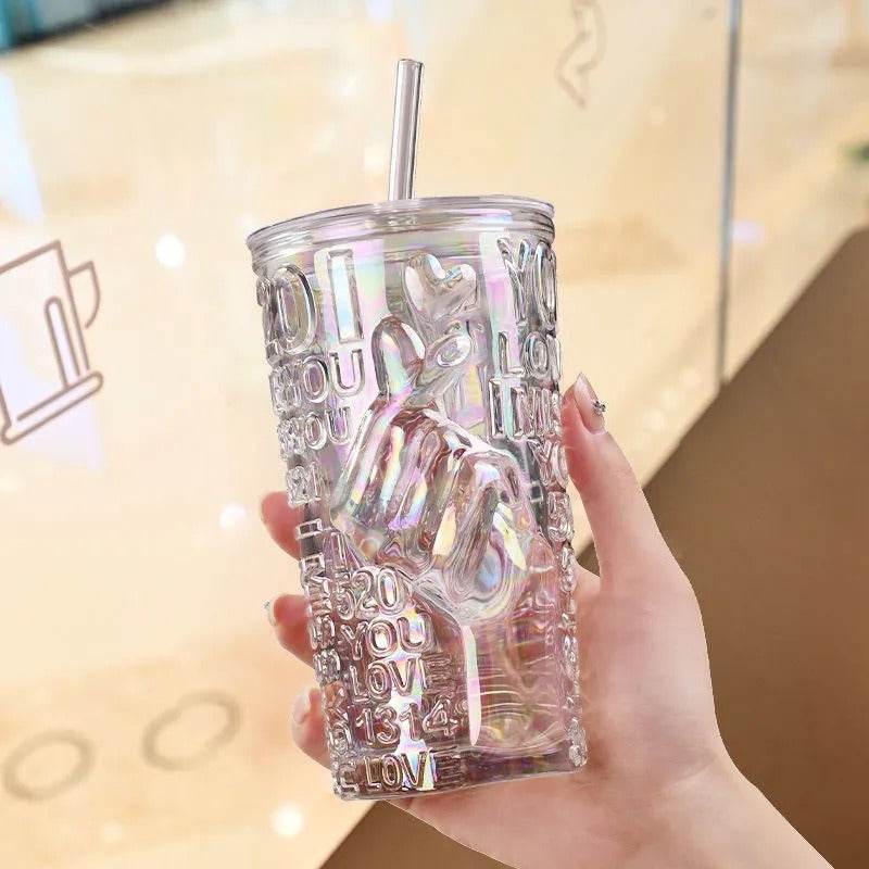 Elegant Aesthetic Glass Tumbler Mug (430ml)(Each)