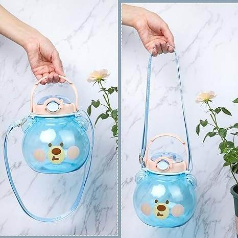 Cute Cartoon Bear Straw Bottle (1L) - DMC Wholesale
