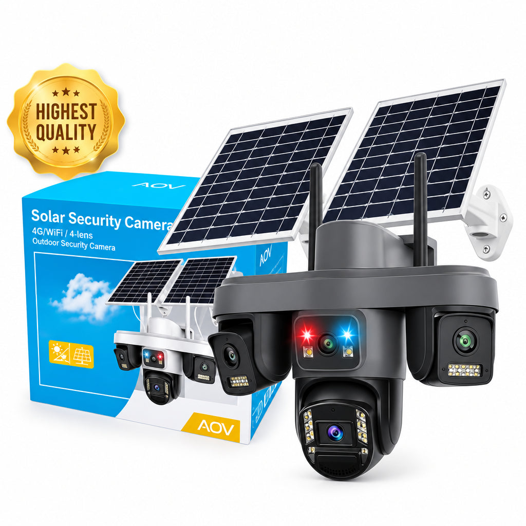4-Lens Solar Security Camera with Always-On Video (AOV)