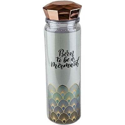 Mermaid Plastic Water Bottle With Crystal Lid (550ml) - Alt View