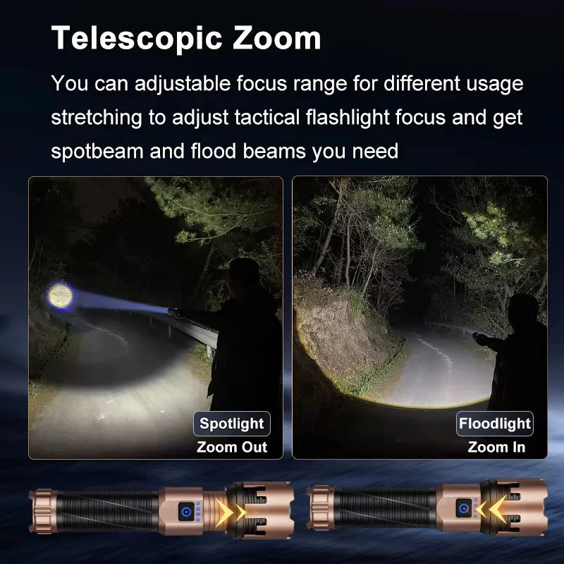 Telescopic Zoom Rechargeable LED Flashlight (Bronze Edition)