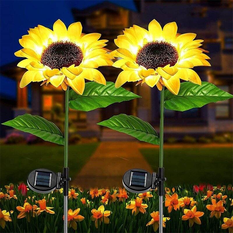 Sunflower Lawn Solar Light (2 Pcs) - DMC Wholesale