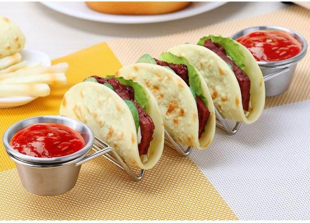Steel Taco Holder With Sauce Bowl (Each) - DMC Wholesale