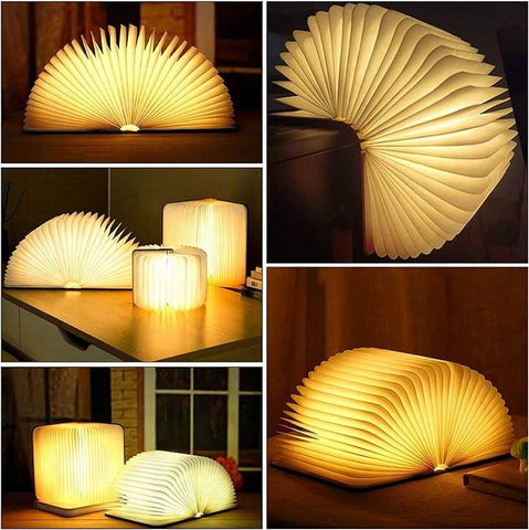 USB Rechargeable 3D LED Creative Wooden Book Night Light - Alt View