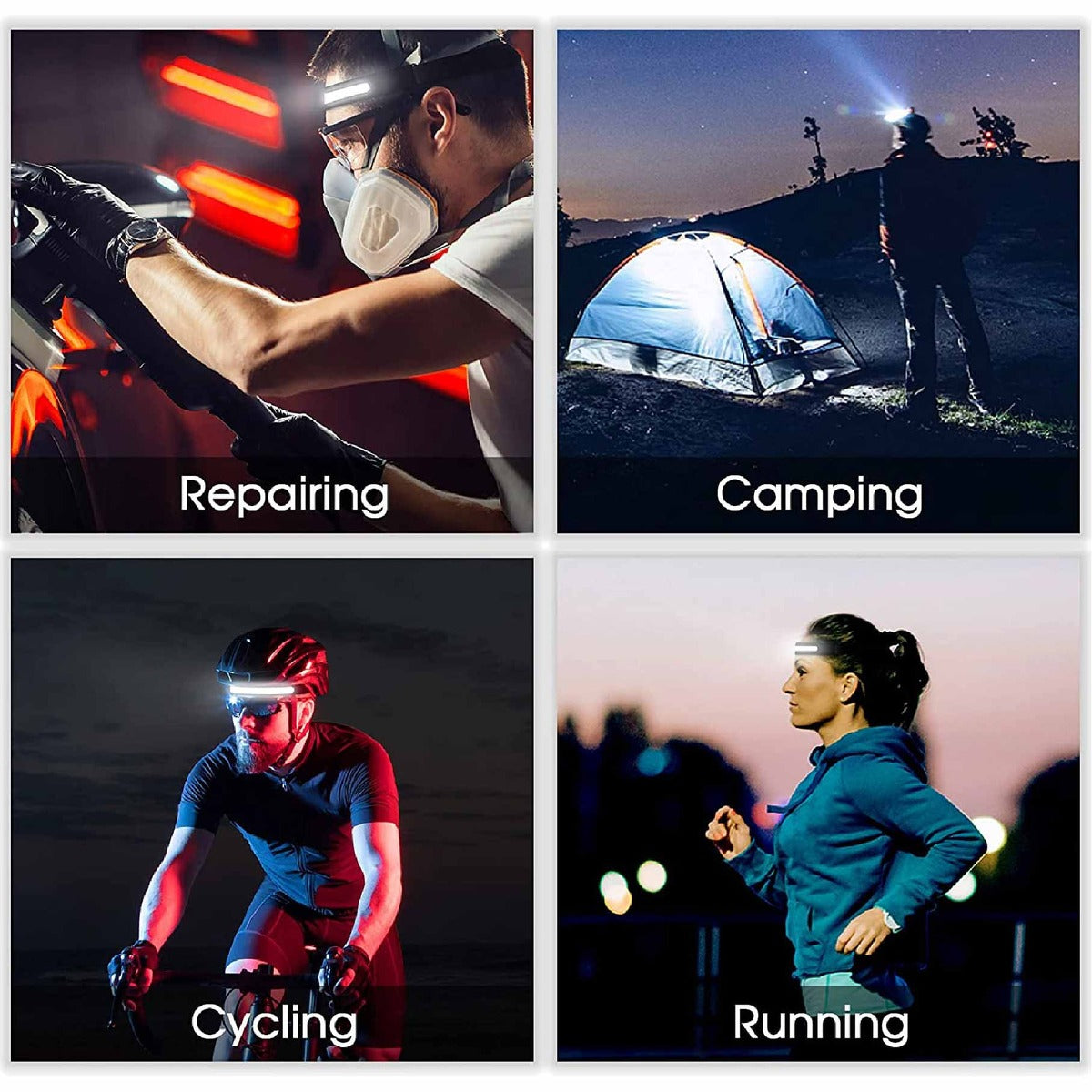 Set of 3 Rechargeable Induction Headlamp