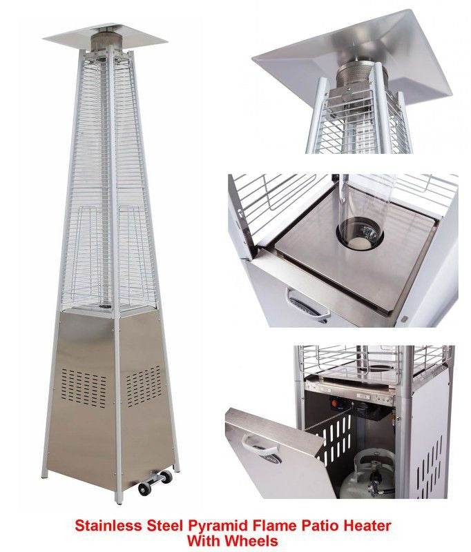 Stainless Steel Gas Flame Pyramid Patio Heater - DMC Wholesale