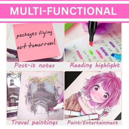 Coloured Dual Marker And Highlighter Pen Set (100 pcs)