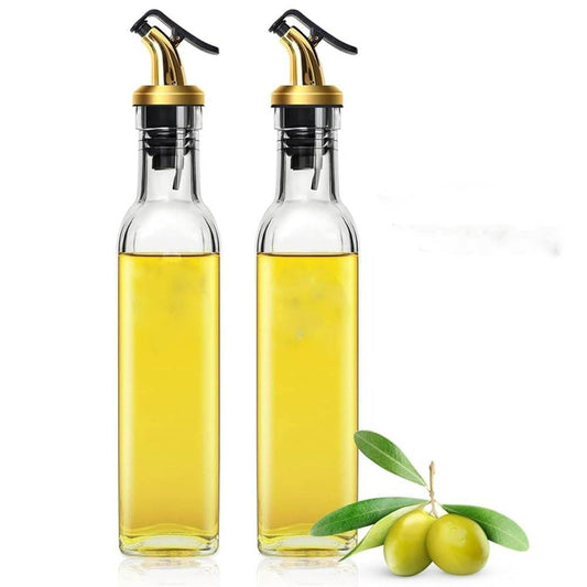 Square Glass Oil Bottle (2pcs)(500ml) - DMC Wholesale