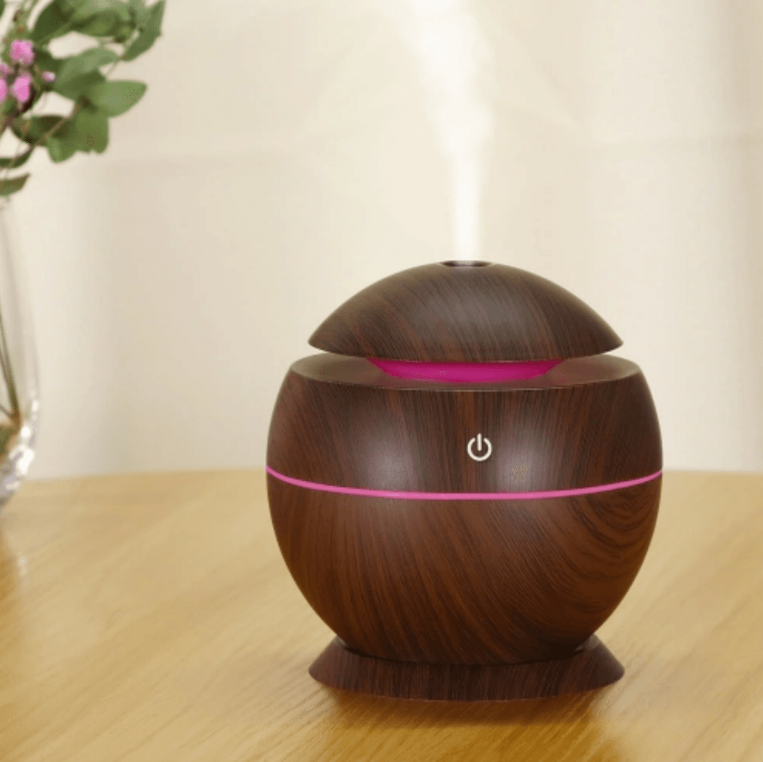 Mini Round LED Ultrasonic Aroma Humidifier (130ml) - DMC Wholesale