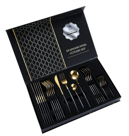 Hight Quality Polished Cutlery Set (24 pcs)(Black) - DMC Wholesale
