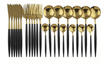 Hight Quality Polished Cutlery Set (24 pcs)(Black) - DMC Wholesale