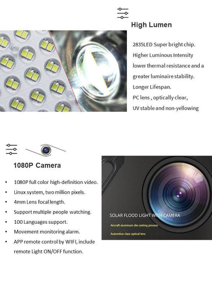 Solar Security Lights With WIFI Camera (100W) - DMC Wholesale