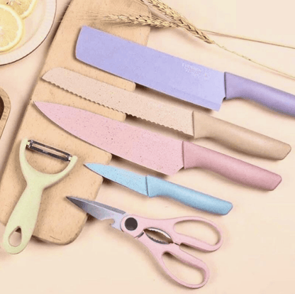 Pastel Corrugated Kitchen Knife Set (6 pcs) - DMC Wholesale