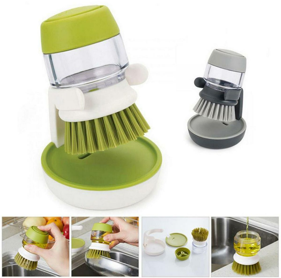 Soap Dispensing Plam Brush With Storage Stand