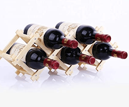 Foldable Wood Diamond-Shaped Wine Rack (5 Bottle)