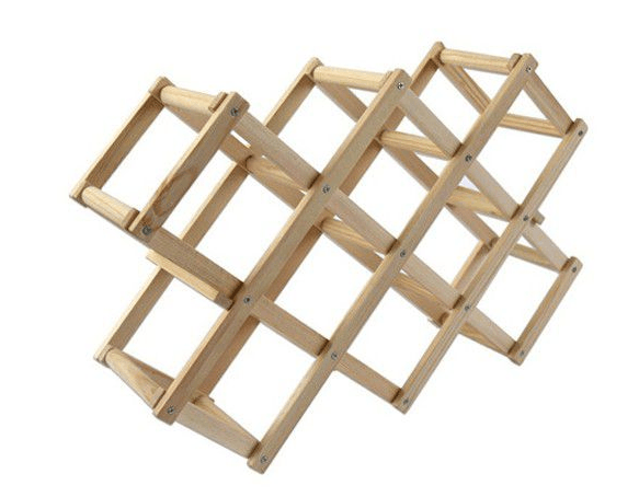 Foldable Wood Diamond-Shaped Wine Rack (10 Bottles) - DMC Wholesale