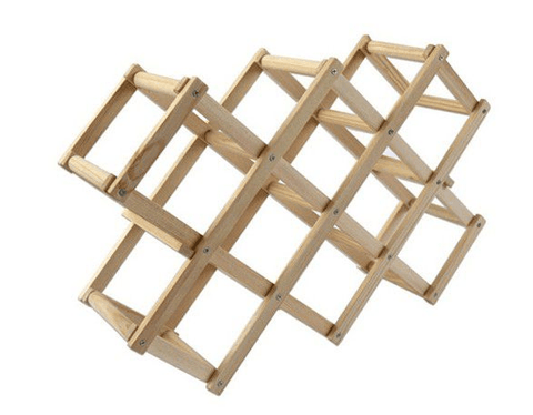 Foldable Wood Diamond-Shaped Wine Rack (10 Bottles) - Alt View