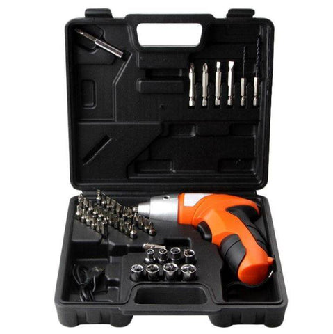 Rechargeable Electric Cordless Screwdriver Drill Set - Alt View