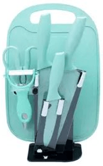 Kitchen Knife Set with Cutting Board (7 pcs)(Red) - DMC Wholesale