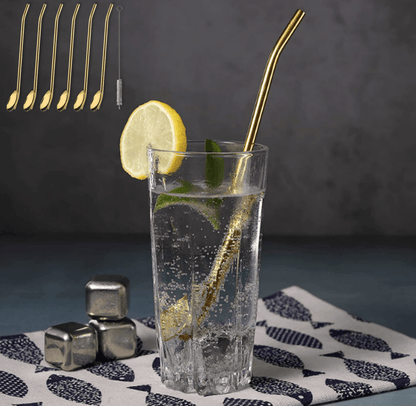 Long Ice Tea Spoon Straws With Brush (6 pcs) - DMC Wholesale