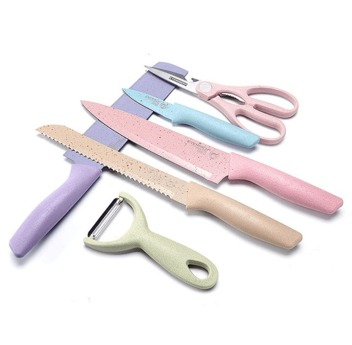 Pastel Corrugated Kitchen Knife Set (6 pcs) - DMC Wholesale