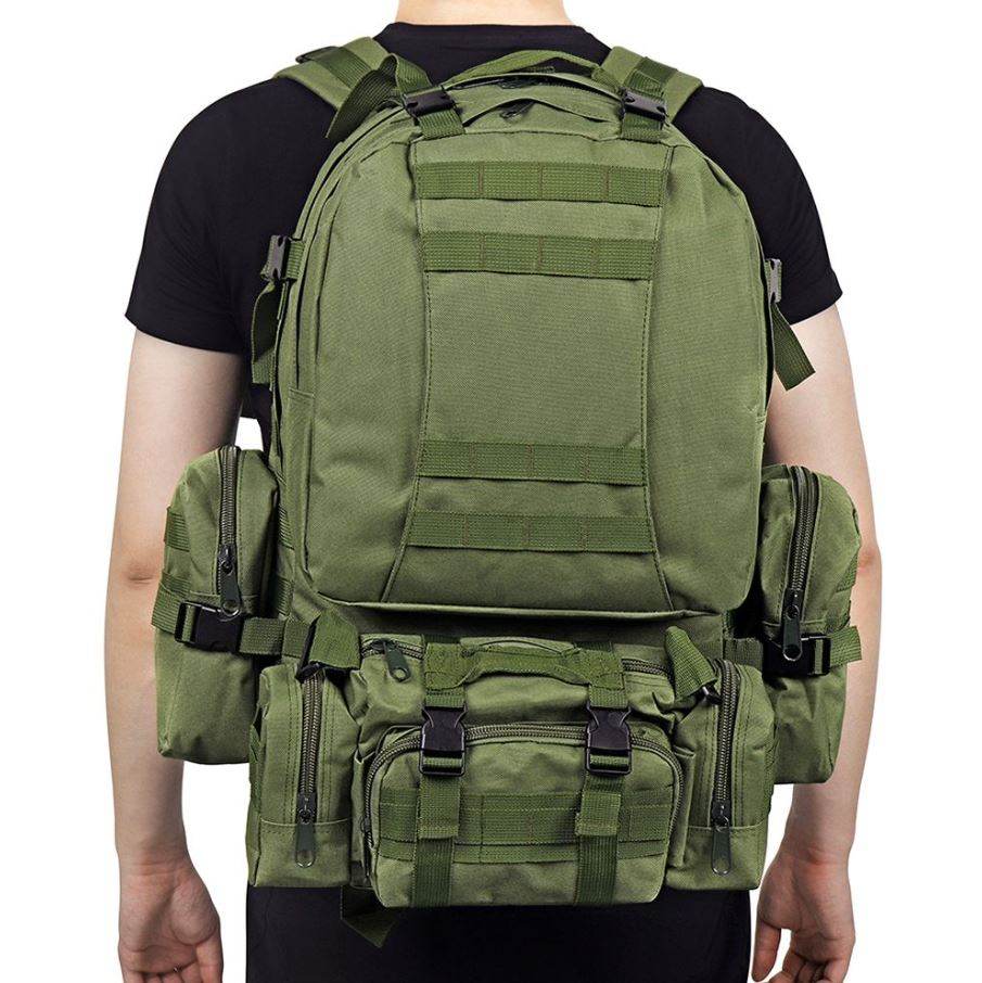 Travel Camping Bag With Three Molle Bags (Green) - DMC Wholesale