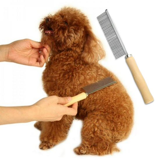 Wooden Handle Dog Grooming Comb