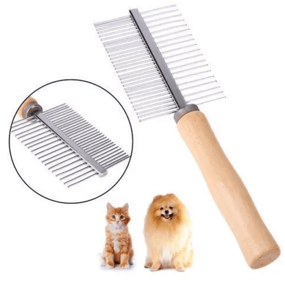 Double Sided Wooden Handle Dog Grooming Comb - DMC Wholesale