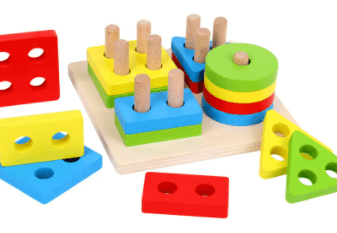 Wooden Sorting And Stacking Toy (Bright Colours) - Alt View