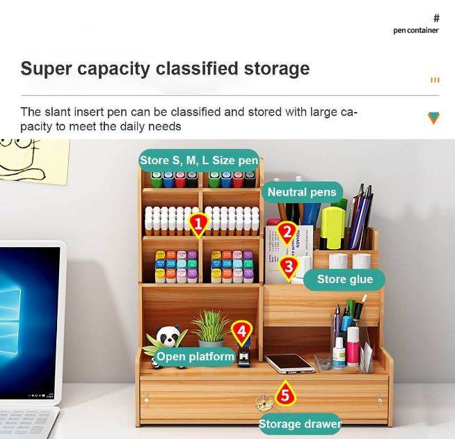 Wooden Stationery Desktop Organizer - DMC Wholesale