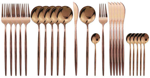 Polished Cutlery Set (24 pcs)(Rose Gold) - Alt View