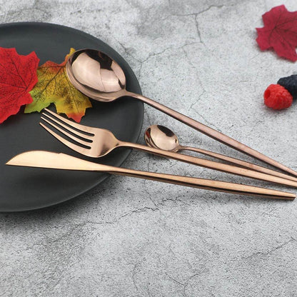 Polished Cutlery Set (24 pcs)(Rose Gold) - DMC Wholesale