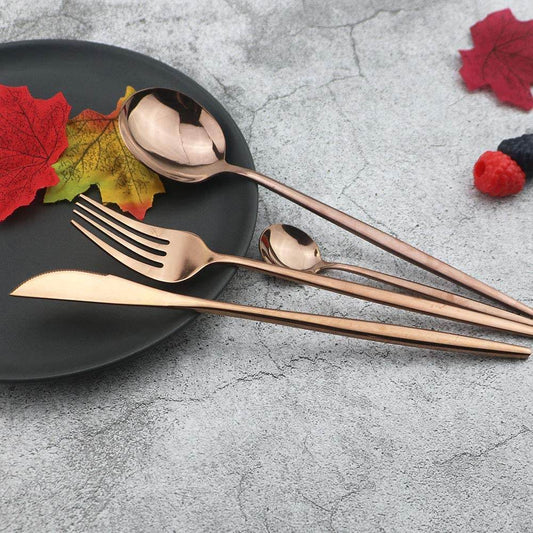 Polished Cutlery Set (24 pcs)(Rose Gold) - DMC Wholesale