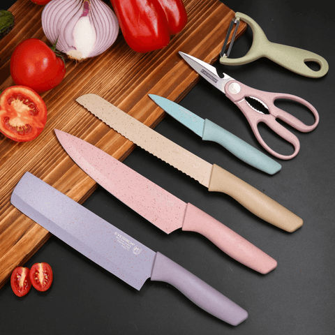 Pastel Corrugated Kitchen Knife Set (6 pcs) - Alt View