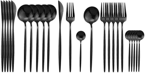 Polished Cutlery Set (24 pcs)(Black) - Alt View