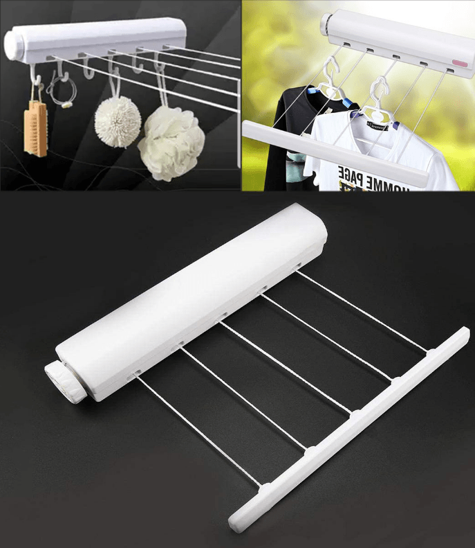 Retractable Clothes Drying Line with Hanger Clips - DMC Wholesale