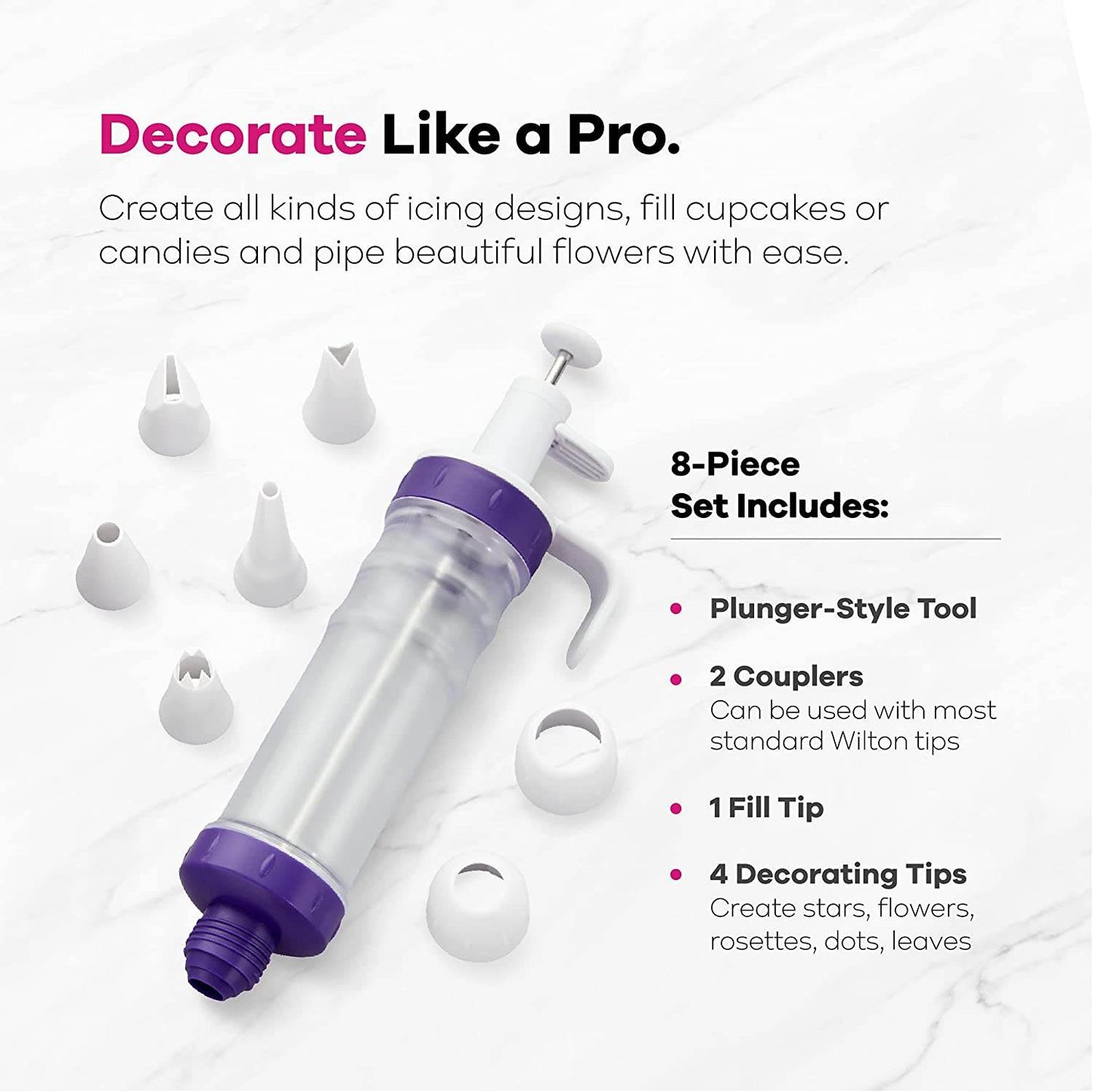 Dessert Decorator Plus Tool with 5 Decorating Tips - DMC Wholesale