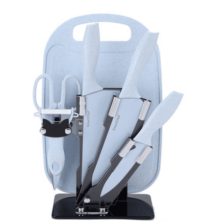 Kitchen Knife Set with Cutting Board (7 pcs)(Red) - DMC Wholesale