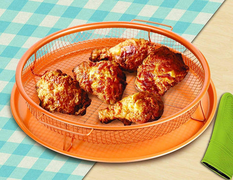 Round Copper Chef Crisper Over Fryer - Alt View