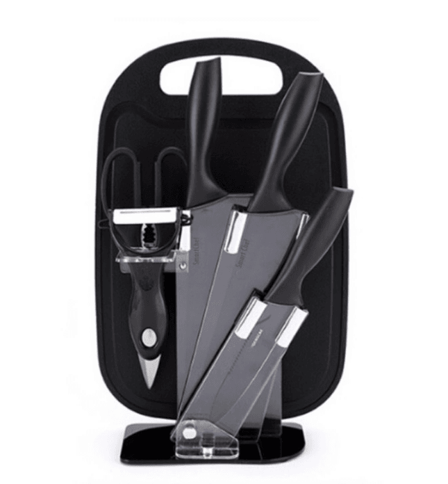 Kitchen Knife Set with Cutting Board (7 pcs)(Red) - DMC Wholesale